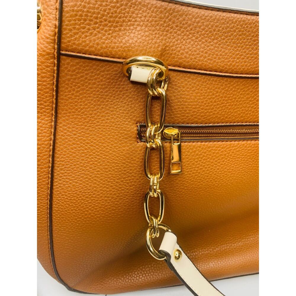 Mia K Collection Brown and Light Beige Tote Bag with Detachable Shoulder Strap - Picture 3 of 11